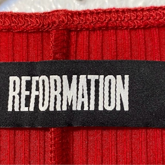 Reformation Sara Cherry red  mini dress.88% tencel 12% spandex.Like new.Size S - Picture 2 of 16